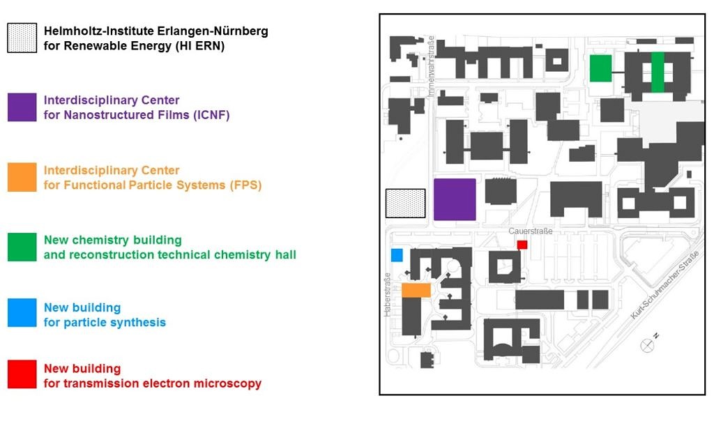 Overview of the research infrastructure created bei EAM on FAUs south campus (Image: EAM)
